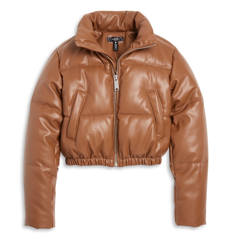 Bloomingdale’s Girls Aqua Faux Leather Jacket